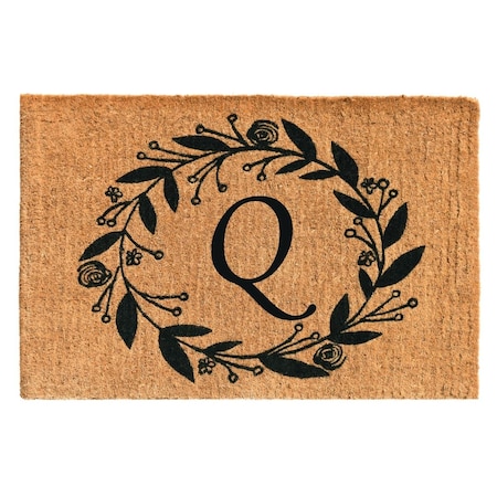 Configuracion 24 x 36 x 1.5 in. Black Rose Rectangular Doormat Natural - Letter Q CO2828551